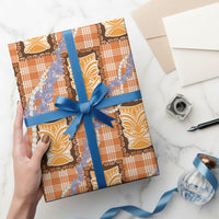 Aloha Hawaii Tiki Palaka Motifs Wrapping Paper Honohono Lei Orange Elegant Vibes LT14 - Polynesian Pride
