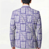 Aloha Hawaii Tiki Palaka Motifs Blazer Honohono Lei Purple Elegant Vibes LT14 - Polynesian Pride
