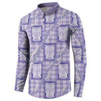 Aloha Hawaii Tiki Palaka Motifs Button Sweatshirt Honohono Lei Purple Elegant Vibes LT14 - Polynesian Pride