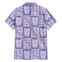Aloha Hawaii Tiki Palaka Motifs Family Matching Off Shoulder Maxi Dress and Hawaiian Shirt Honohono Lei Purple Elegant Vibes LT14 - Polynesian Pride