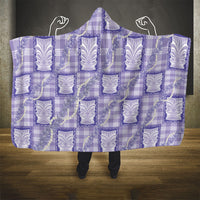 Aloha Hawaii Tiki Palaka Motifs Hooded Blanket Honohono Lei Purple Elegant Vibes LT14 - Polynesian Pride
