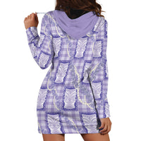 Aloha Hawaii Tiki Palaka Motifs Hoodie Dress Honohono Lei Purple Elegant Vibes LT14 - Polynesian Pride
