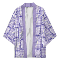 Aloha Hawaii Tiki Palaka Motifs Kimono Honohono Lei Purple Elegant Vibes LT14 Unisex Purple - Polynesian Pride