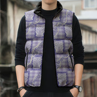 Aloha Hawaii Tiki Palaka Motifs Sleeveless Puffer Jacket Honohono Lei Purple Elegant Vibes LT14 - Polynesian Pride