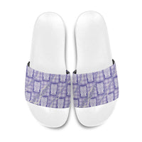 Aloha Hawaii Tiki Palaka Motifs Slide Sandals Honohono Lei Purple Elegant Vibes LT14 Purple - Polynesian Pride