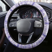 Aloha Hawaii Tiki Palaka Motifs Steering Wheel Cover Honohono Lei Purple Elegant Vibes