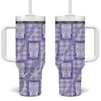 Aloha Hawaii Tiki Palaka Motifs Tumbler With Handle Honohono Lei Purple Elegant Vibes LT14 One Size: 40 oz Purple - Polynesian Pride