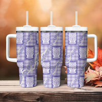 Aloha Hawaii Tiki Palaka Motifs Tumbler With Handle Honohono Lei Purple Elegant Vibes LT14 - Polynesian Pride