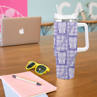 Aloha Hawaii Tiki Palaka Motifs Tumbler With Handle Honohono Lei Purple Elegant Vibes LT14 - Polynesian Pride