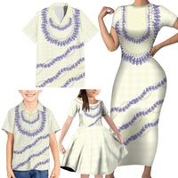 Hawaii Honohono Palaka Motifs Family Matching Short Sleeve Bodycon Dress and Hawaiian Shirt Hawaiian Orchid Lei LT14 - Polynesian Pride