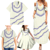 Hawaii Honohono Palaka Motifs Family Matching Summer Maxi Dress and Hawaiian Shirt Hawaiian Orchid Lei LT14 - Polynesian Pride