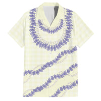 Hawaii Honohono Palaka Motifs Family Matching Summer Maxi Dress and Hawaiian Shirt Hawaiian Orchid Lei LT14 Dad's Shirt - Short Sleeve Cream - Polynesian Pride