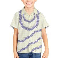 Hawaii Honohono Palaka Motifs Family Matching Summer Maxi Dress and Hawaiian Shirt Hawaiian Orchid Lei LT14 Son's Shirt Cream - Polynesian Pride