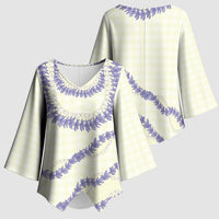 Hawaii Honohono Palaka Motifs Kimono Sleeve Blouse Hawaiian Orchid Lei LT14 - Polynesian Pride