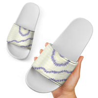 Hawaii Honohono Palaka Motifs Slide Sandals Hawaiian Orchid Lei
