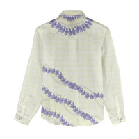 Hawaii Honohono Palaka Motifs Women Casual Shirt Hawaiian Orchid Lei