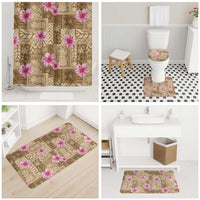 Beige Hawaii Hibiscus With Tropical Flowers Motifs Bathroom Set - Polynesian Pride