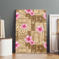Beige Hawaii Hibiscus With Tropical Flowers Motifs Canvas Wall Art LT14 - Polynesian Pride