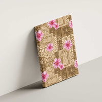 Beige Hawaii Hibiscus With Tropical Flowers Motifs Canvas Wall Art LT14 - Polynesian Pride