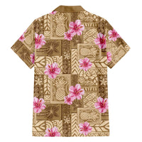 Beige Hawaii Hibiscus With Tropical Flowers Motifs Hawaiian Shirt - Polynesian Pride