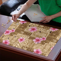 Beige Hawaii Hibiscus With Tropical Flowers Motifs Puzzle - Polynesian Pride
