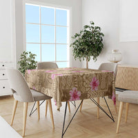 Beige Hawaii Hibiscus With Tropical Flowers Motifs Tablecloth LT14 - Polynesian Pride