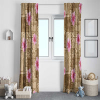 Beige Hawaii Hibiscus With Tropical Flowers Motifs Window Curtain - Polynesian Pride