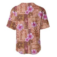 Orange Hawaii Hibiscus With Tropical Flowers Motifs Baseball Jersey LT14 - Polynesian Pride