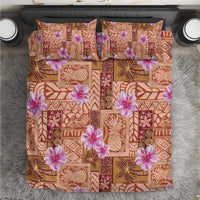 Orange Hawaii Hibiscus With Tropical Flowers Motifs Bedding Set - Polynesian Pride