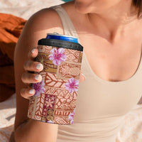 Orange Hawaii Hibiscus With Tropical Flowers Motifs 4 in 1 Can Cooler Tumbler - Polynesian Pride