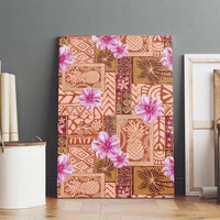 Orange Hawaii Hibiscus With Tropical Flowers Motifs Canvas Wall Art LT14 - Polynesian Pride