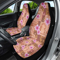 Orange Hawaii Hibiscus With Tropical Flowers Motifs Car Seat Cover - Polynesian Pride