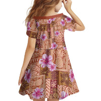 Orange Hawaii Hibiscus With Tropical Flowers Motifs Family Matching Mermaid Dress and Hawaiian Shirt - Polynesian Pride