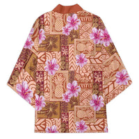 Orange Hawaii Hibiscus With Tropical Flowers Motifs Kimono - Polynesian Pride