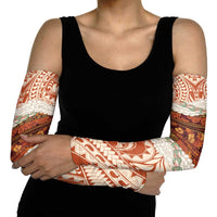 Aloha Hawaii Mikioi Lei Arm Sleeves Beige Tropical Flower Pattern - Polynesian Pride