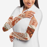 Aloha Hawaii Mikioi Lei Arm Sleeves Beige Tropical Flower Pattern - Polynesian Pride