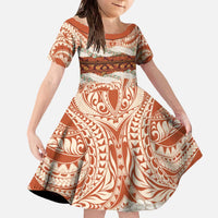 Aloha Hawaii Mikioi Lei Family Matching Off The Shoulder Long Sleeve Dress and Hawaiian Shirt Beige Tropical Flower Pattern - Polynesian Pride