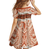 Aloha Hawaii Mikioi Lei Family Matching Off The Shoulder Long Sleeve Dress and Hawaiian Shirt Beige Tropical Flower Pattern - Polynesian Pride