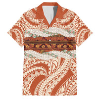 Aloha Hawaii Mikioi Lei Family Matching Off Shoulder Short Dress and Hawaiian Shirt Beige Tropical Flower Pattern LT14 Dad's Shirt - Short Sleeve Beige - Polynesian Pride