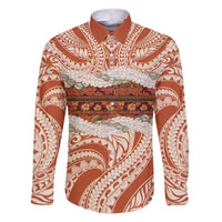 Aloha Hawaii Mikioi Lei Family Matching Puletasi and Hawaiian Shirt Beige Tropical Flower Pattern LT14 Dad's Shirt - Long Sleeve Beige - Polynesian Pride