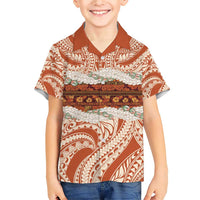 Aloha Hawaii Mikioi Lei Family Matching Short Sleeve Bodycon Dress and Hawaiian Shirt Beige Tropical Flower Pattern - Polynesian Pride