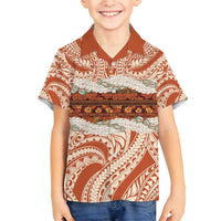 Aloha Hawaii Mikioi Lei Family Matching Summer Maxi Dress and Hawaiian Shirt Beige Tropical Flower Pattern LT14 Son's Shirt Beige - Polynesian Pride