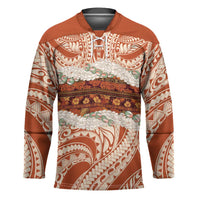 Aloha Hawaii Mikioi Lei Hockey Jersey Beige Tropical Flower Pattern LT14 Unisex Beige - Polynesian Pride