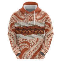 Aloha Hawaii Mikioi Lei Hoodie Beige Tropical Flower Pattern - Polynesian Pride