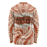 Aloha Hawaii Mikioi Lei Long Sleeve Shirt Beige Tropical Flower Pattern LT14 - Polynesian Pride
