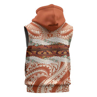 Aloha Hawaii Mikioi Lei Sleeveless Zip Hoodie Beige Tropical Flower Pattern LT14