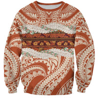 Aloha Hawaii Mikioi Lei Sweatshirt Beige Tropical Flower Pattern LT14 Unisex Beige - Polynesian Pride