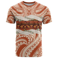 Aloha Hawaii Mikioi Lei T Shirt Beige Tropical Flower Pattern - Polynesian Pride