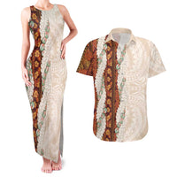 Aloha Hawaii Mikioi Lei Couples Matching Tank Maxi Dress and Hawaiian Shirt Cattail Red Tropical Flower Pattern LT14 Cattail Red - Polynesian Pride