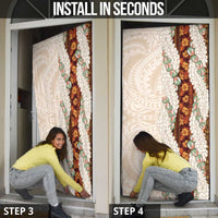 Aloha Hawaii Mikioi Lei Door Cover Cattail Red Tropical Flower Pattern - Polynesian Pride